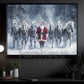 Christmas Horse Canvas Painting, Santa Claus And His Friends Wall Art Decor, Xmas Poster Gift For Horse Lovers