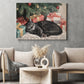 Cozy Christmas Cat Canvas Painting, Sleeping Cat Under Christmas Tree Wall Art Decor, Poster Gift For Cat Lovers