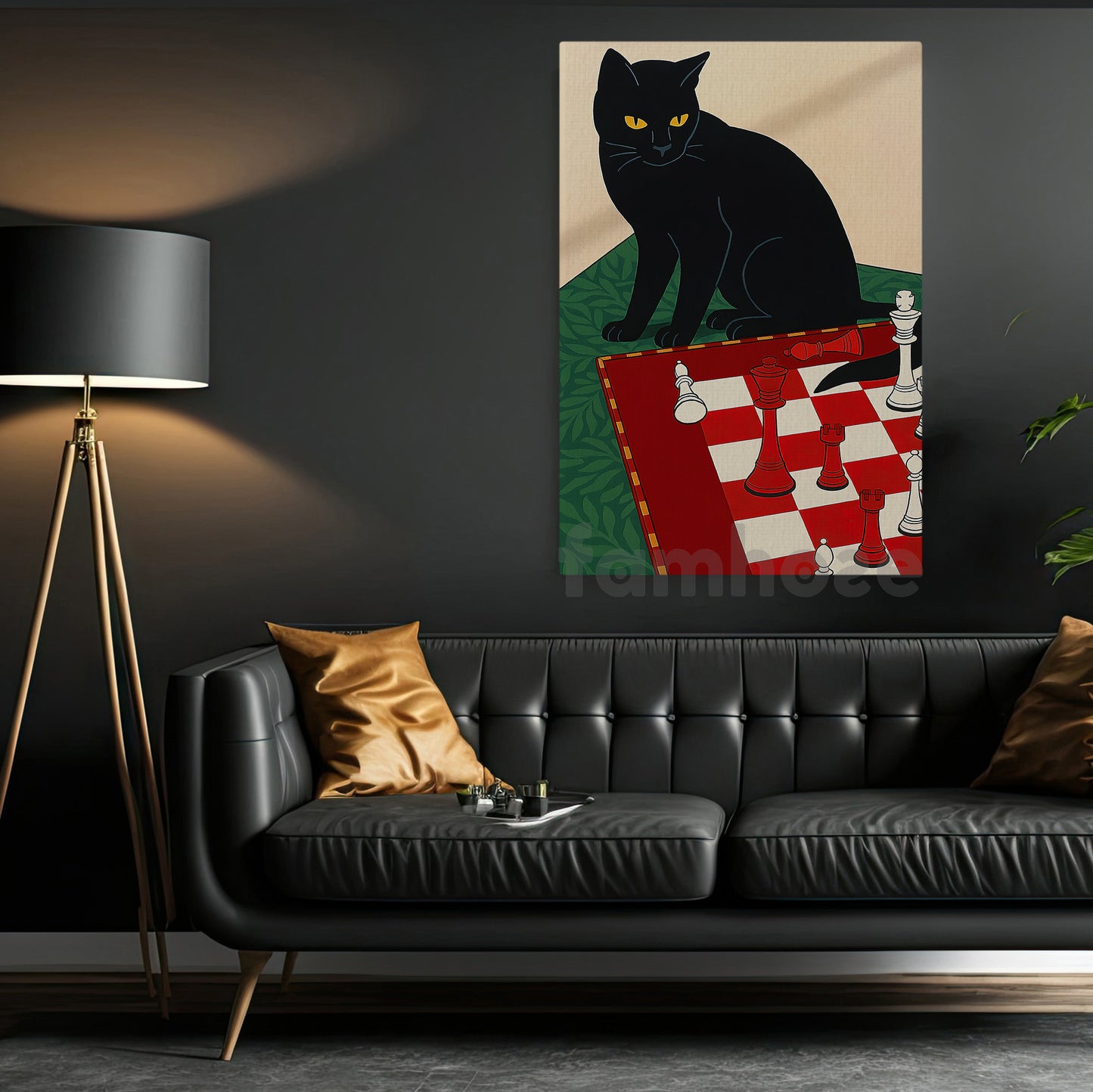 Funny Cat Canvas Painting, The Cat’s Gambit Wall Art Decor, Poster Gift For Cat Lovers