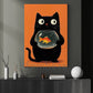 Funny Cat Canvas Painting, Black Cat’s Goldfish Secret Wall Art Decor, Poster Gift For Cat Lovers
