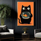 Funny Cat Canvas Painting, Black Cat’s Goldfish Secret Wall Art Decor, Poster Gift For Cat Lovers