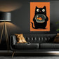 Funny Cat Canvas Painting, Black Cat’s Goldfish Secret Wall Art Decor, Poster Gift For Cat Lovers
