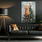 Funny Christmas Cat Canvas Painting, Playful Kitten On Christmas Tree Wall Art Decor Xmas Poster Gift For Cat Lovers