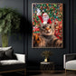 Funny Christmas Cat Canvas Painting, Cat Selfie With Santa Claus Wall Art Decor Xmas Poster Gift For Cat Lovers