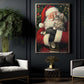 Christmas Cat Canvas Painting, Santa Loving His Cat Wall Art Decor, Xmas Poster Gift For Cat Lovers