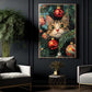 Funny Christmas Cat Canvas Painting, Curious Kitty In Tree Wall Art Decor Xmas Poster Gift For Cat Lovers