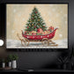 Christmas Canvas Painting, Festive Santa Sleigh Wall Art Decor, Xmas Poster Gift
