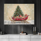 Christmas Canvas Painting, Festive Santa Sleigh Wall Art Decor, Xmas Poster Gift