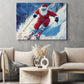 Christmas Skiing Canvas Painting, Santa Claus Skiing Wall Art Decor, Xmas Poster Gift For Skiing Lovers