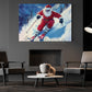 Christmas Skiing Canvas Painting, Santa Claus Skiing Wall Art Decor, Xmas Poster Gift For Skiing Lovers