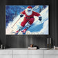 Christmas Skiing Canvas Painting, Santa Claus Skiing Wall Art Decor, Xmas Poster Gift For Skiing Lovers