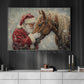 Christmas Horse Canvas Painting, Rustic Santa And Horse Wall Art Decor, Xmas Poster Gift For Horse Lovers