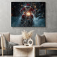 Christmas Biker Canvas Painting, Santa Claus Cross The Dark Wall Art Decor, Xmas Poster Gift For Motorcycle Lovers