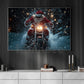 Christmas Biker Canvas Painting, Santa Claus Cross The Dark Wall Art Decor, Xmas Poster Gift For Motorcycle Lovers