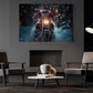 Christmas Biker Canvas Painting, Santa Claus Cross The Dark Wall Art Decor, Xmas Poster Gift For Motorcycle Lovers