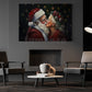 Christmas Couple Canvas Painting, Santa Claus And His Lover Wall Art Decor, Xmas Poster Gift To Decor House Or Office