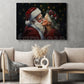Christmas Couple Canvas Painting, Santa Claus And His Lover Wall Art Decor, Xmas Poster Gift To Decor House Or Office