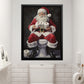 Funny Christmas Toilet Canvas Painting, Santa Claus In His Toilet Wall Art Decor, Xmas Poster Gift For Toilet Canvas