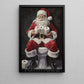 Funny Christmas Toilet Canvas Painting, Santa Claus In His Toilet Wall Art Decor, Xmas Poster Gift For Toilet Canvas