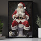 Funny Christmas Toilet Canvas Painting, Santa Claus In His Toilet Wall Art Decor, Xmas Poster Gift For Toilet Canvas