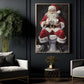 Funny Christmas Toilet Canvas Painting, Santa Claus In His Toilet Wall Art Decor, Xmas Poster Gift For Toilet Canvas