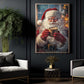 Christmas Canvas Painting, Santa Smiling With Hot Coffee Wall Art Decor, Xmas Poster Gift