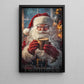 Christmas Canvas Painting, Santa Smiling With Hot Coffee Wall Art Decor, Xmas Poster Gift