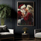 Funny Christmas Couple Canvas Painting, Santa And Mrs. Claus Kiss Wall Art Decor, Xmas Poster Gift For Couple