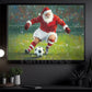 Funny Christmas Soccer Canvas Painting, Santa Claus Playing Soccer Wall Art Decor, Xmas Poster Gift For Soccer Lovers