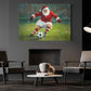 Funny Christmas Soccer Canvas Painting, Santa Claus Playing Soccer Wall Art Decor, Xmas Poster Gift For Soccer Lovers