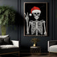 Funny Christmas Skeleton Canvas Painting, Skeleton Say Hi Wall Art Decor, Xmas Poster Gift For Skeleton Lovers