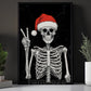 Funny Christmas Skeleton Canvas Painting, Skeleton Say Hi Wall Art Decor, Xmas Poster Gift For Skeleton Lovers