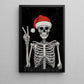 Funny Christmas Skeleton Canvas Painting, Skeleton Say Hi Wall Art Decor, Xmas Poster Gift For Skeleton Lovers