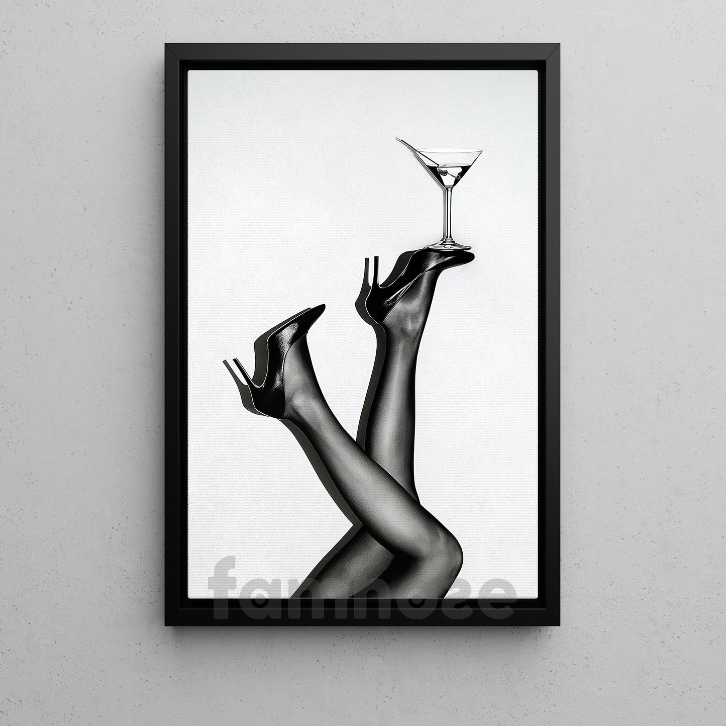 Martini Heels Canvas Painting, Glam Fashion Wall Art Decor, Poster Gift For Heels Lovers