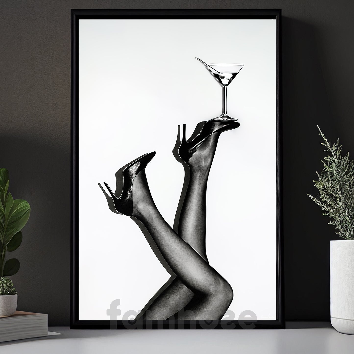 Martini Heels Canvas Painting, Glam Fashion Wall Art Decor, Poster Gift For Heels Lovers
