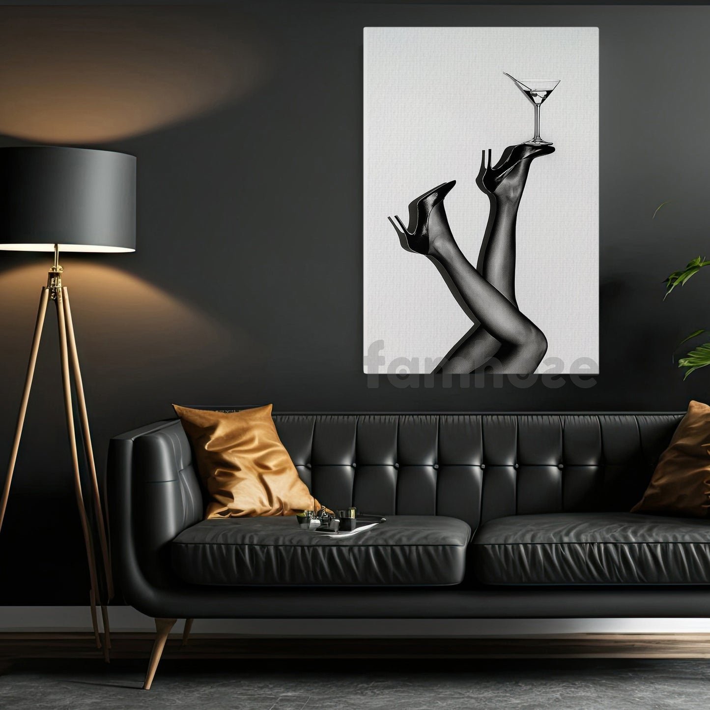 Martini Heels Canvas Painting, Glam Fashion Wall Art Decor, Poster Gift For Heels Lovers
