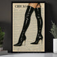 Fashion Boots Canvas Painting, Black Leather Boots Wall Art Decor, Poster Gift For Boots Lovers