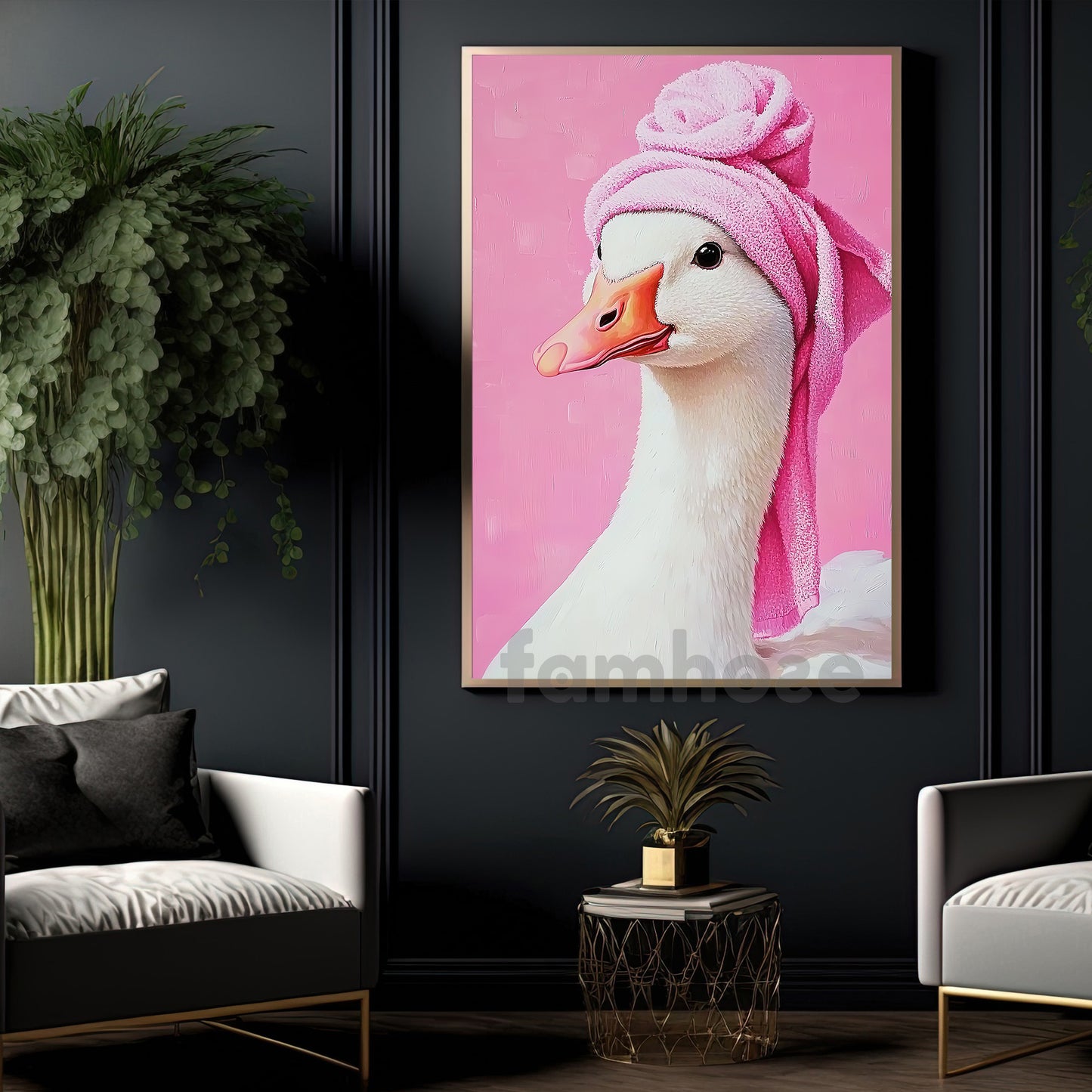 Funny Duck Canvas Painting, Spa Day Wall Art Decor, Poster Gift For Duck Lovers
