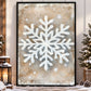 Rustic Snowflake Canvas Painting, Neutral Winter Snowflake Wall Art Decor, Xmas Poster Gift To Decor House Or Office
