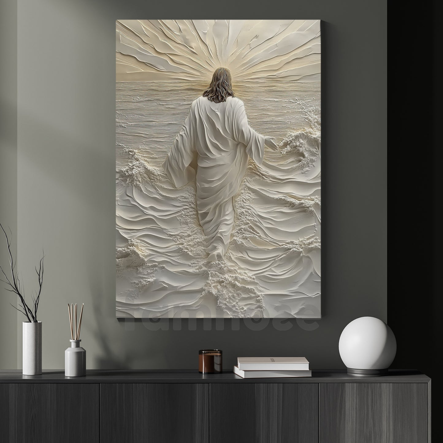 Jesus Canvas Painting, Christ And the Sea Wall Art Decor, Poster Gift For Jesus Lovers