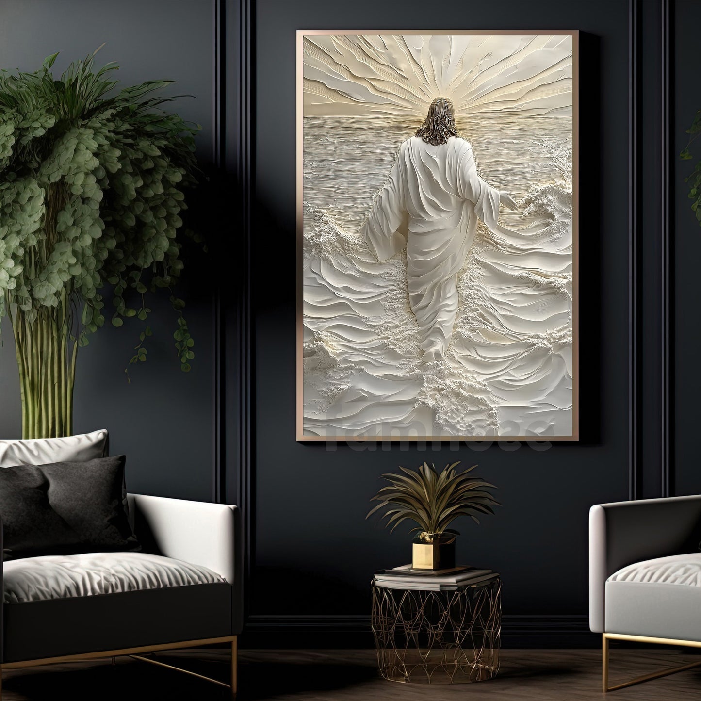 Jesus Canvas Painting, Christ And the Sea Wall Art Decor, Poster Gift For Jesus Lovers