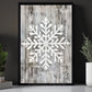 Rustic Christmas Snowflake Canvas Painting, White Snowflake Carved On Wooden Planks Wall Art Decor, Xmas Poster Gift For Snowflake Lovers