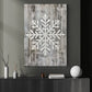 Rustic Christmas Snowflake Canvas Painting, White Snowflake Carved On Wooden Planks Wall Art Decor, Xmas Poster Gift For Snowflake Lovers