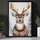 Elegant Christmas Reindeer Canvas Painting, Serene Reindeer Adorned With Christmas Lights Wall Art Decor, Xmas Poster Gift For Reindeer Lovers