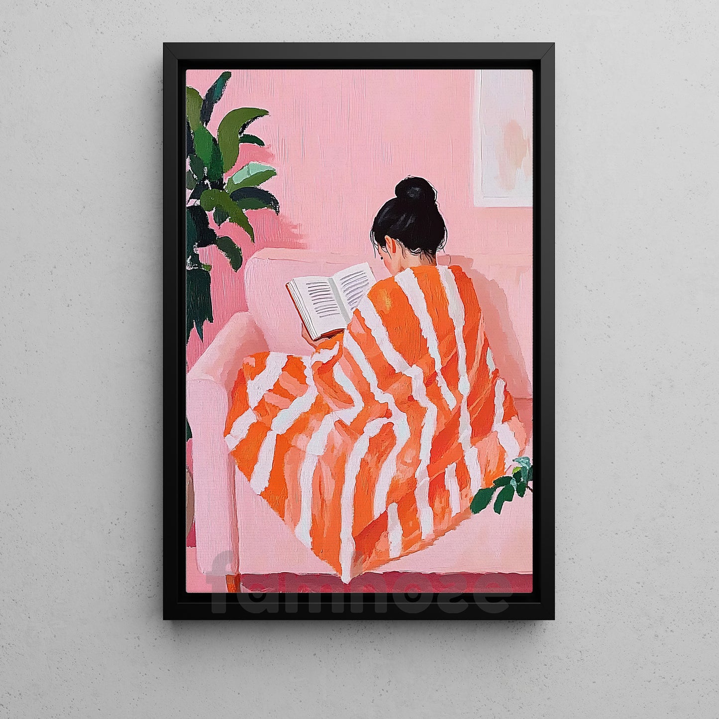 Reading Book Canvas Painting, Reading Woman On Holiday Wall Art Decor, Poster Gift For Book Lovers