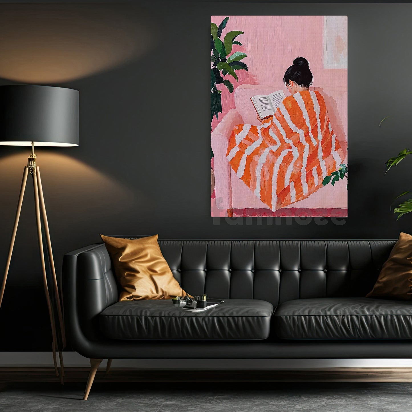 Reading Book Canvas Painting, Reading Woman On Holiday Wall Art Decor, Poster Gift For Book Lovers