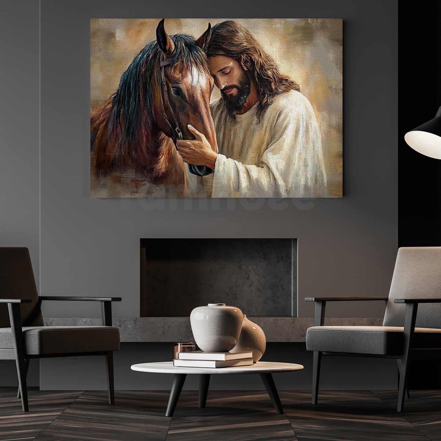 Horse God Canvas Painting, Compassion Of Christ Wall Art Decor Poster Gift For Godness, Horse Lovers