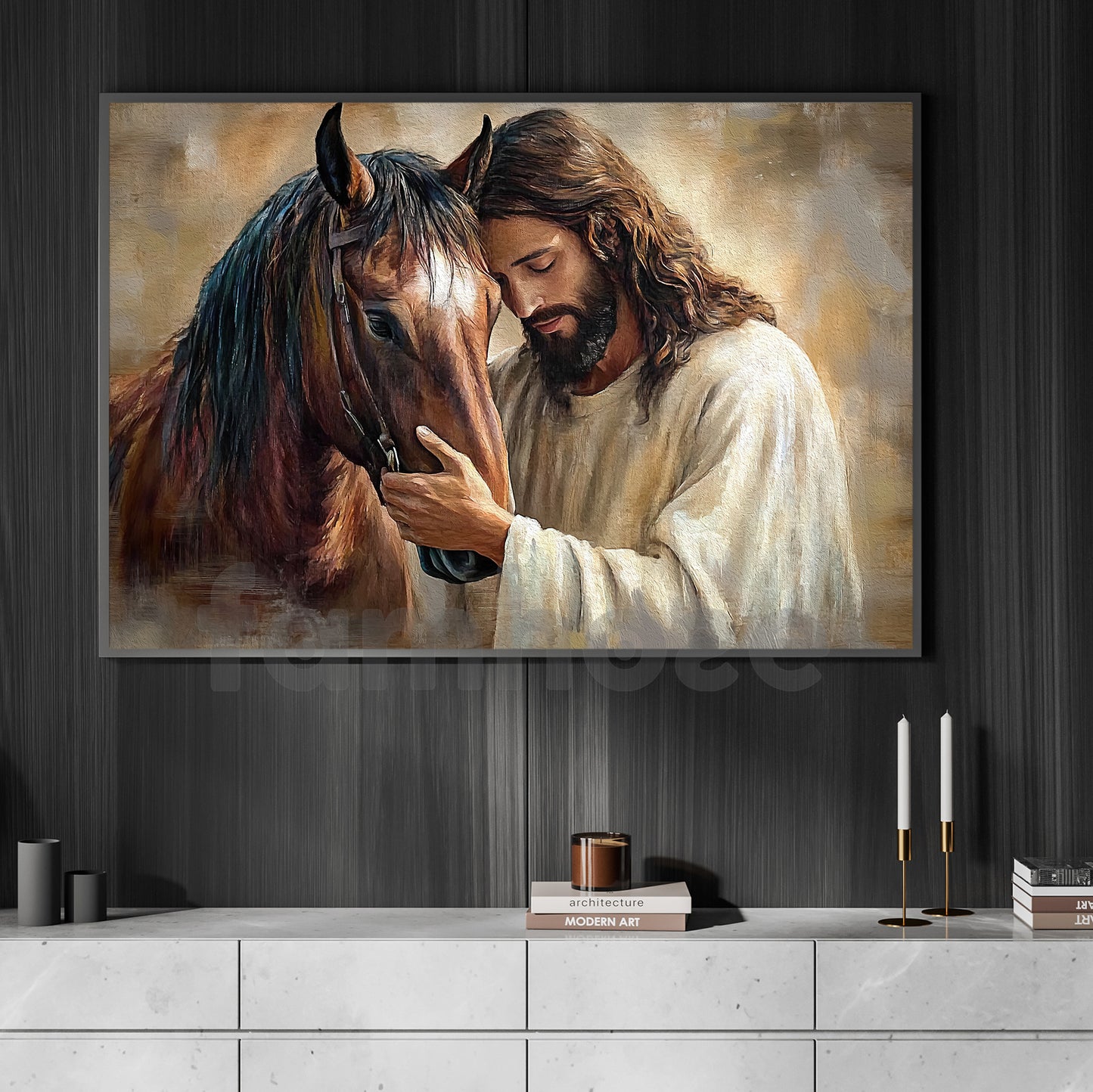Horse God Canvas Painting, Compassion Of Christ Wall Art Decor Poster Gift For Godness, Horse Lovers