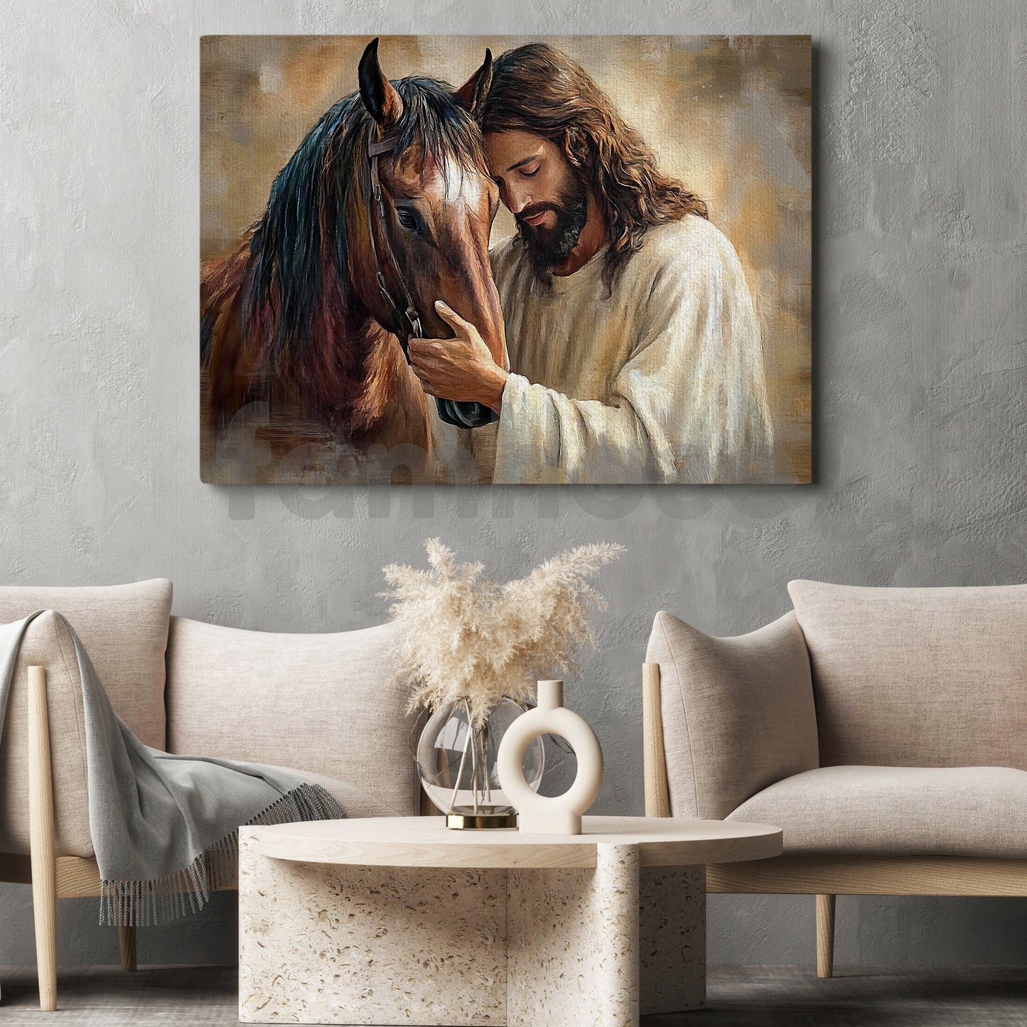 Horse God Canvas Painting, Compassion Of Christ Wall Art Decor Poster Gift For Godness, Horse Lovers