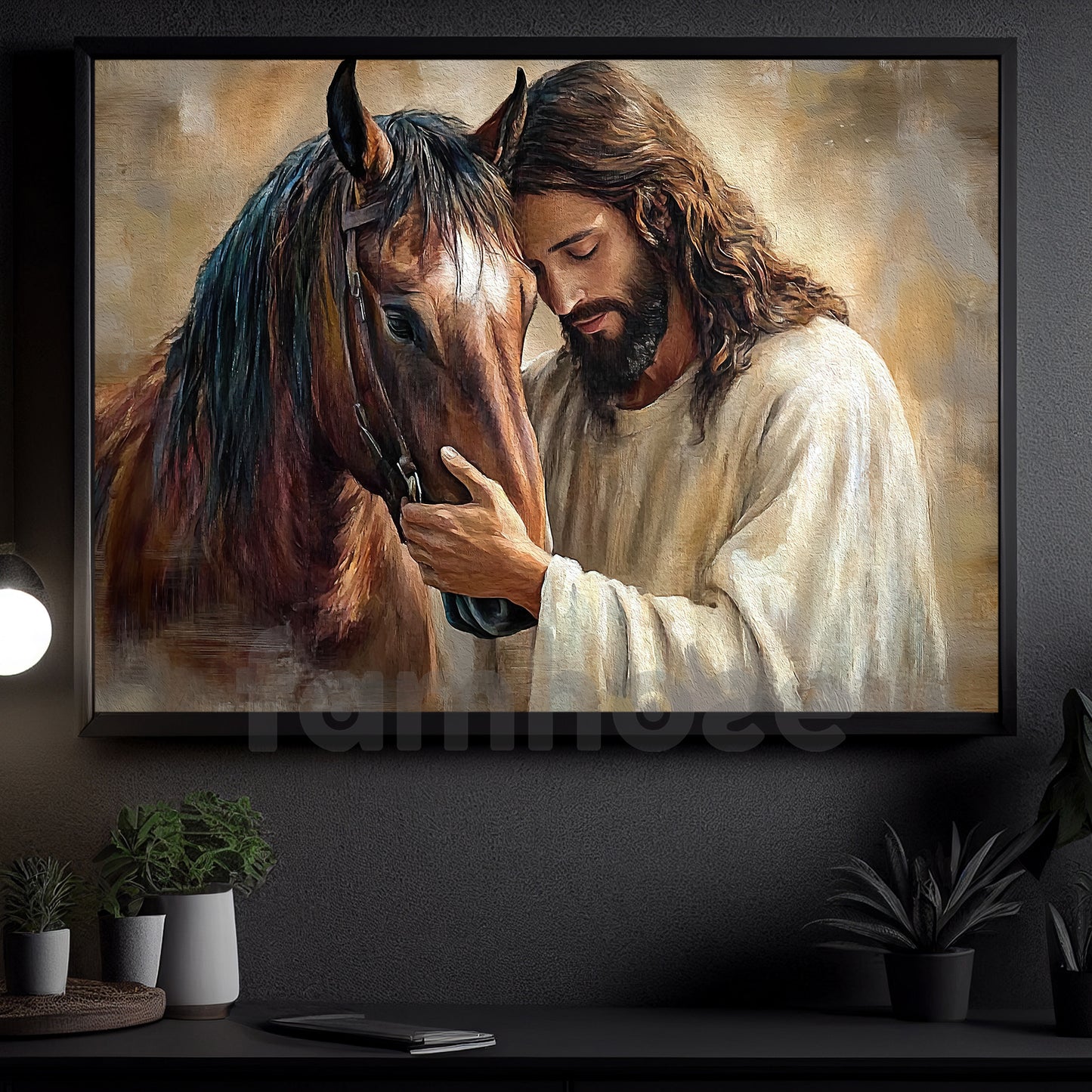 Horse God Canvas Painting, Compassion Of Christ Wall Art Decor Poster Gift For Godness, Horse Lovers